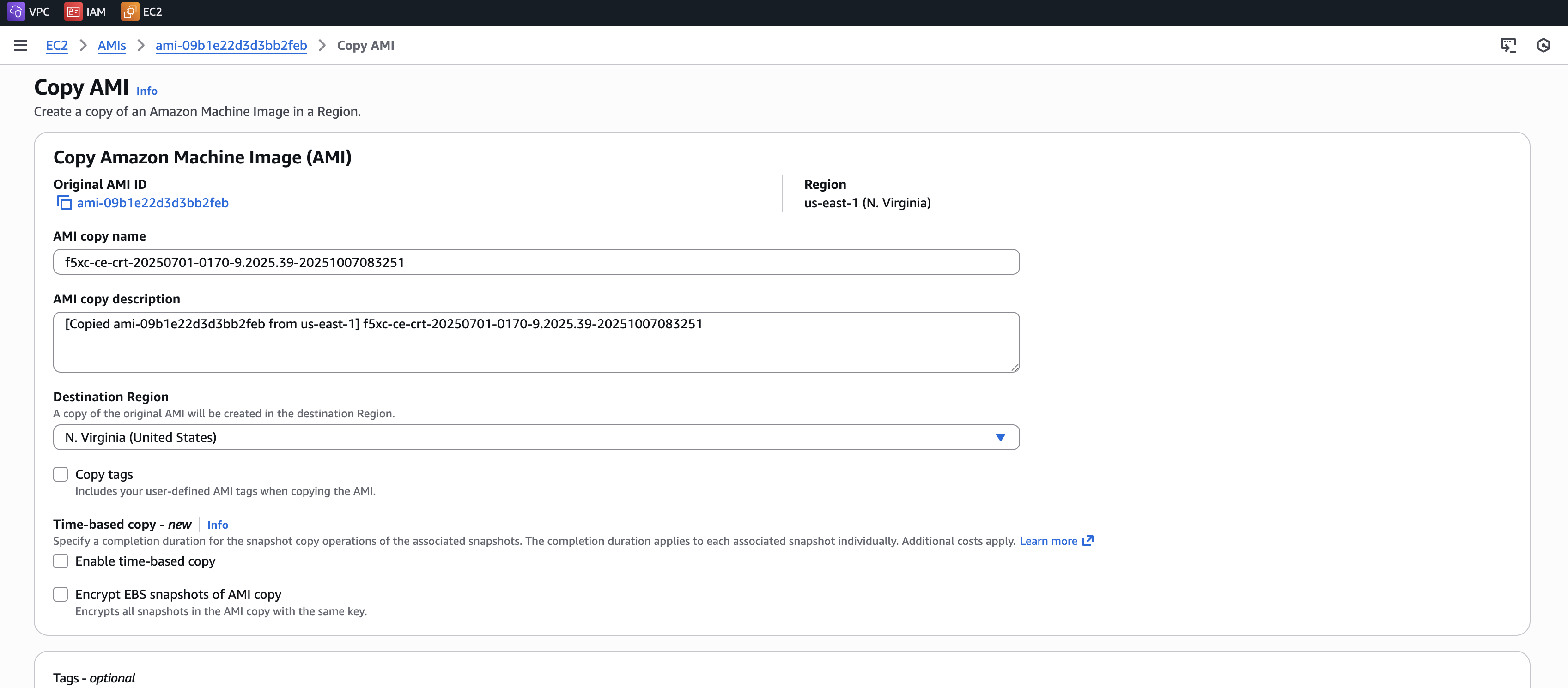 Figure: Copy AMI to Target Region