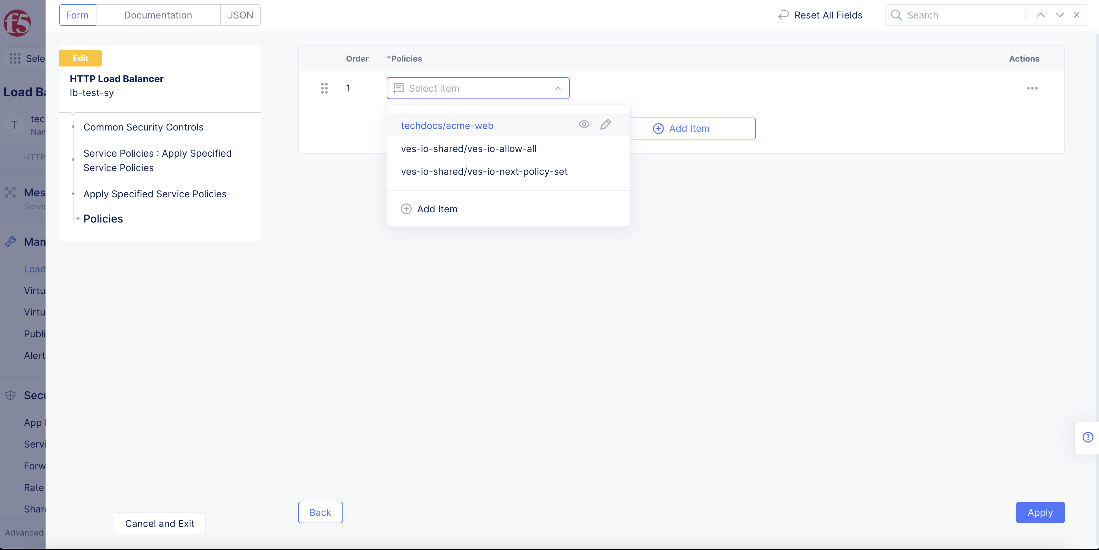 Figure: Menu Options