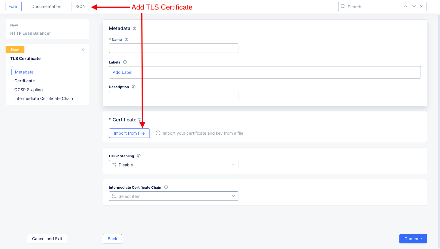 Figure: import TLS Certificate