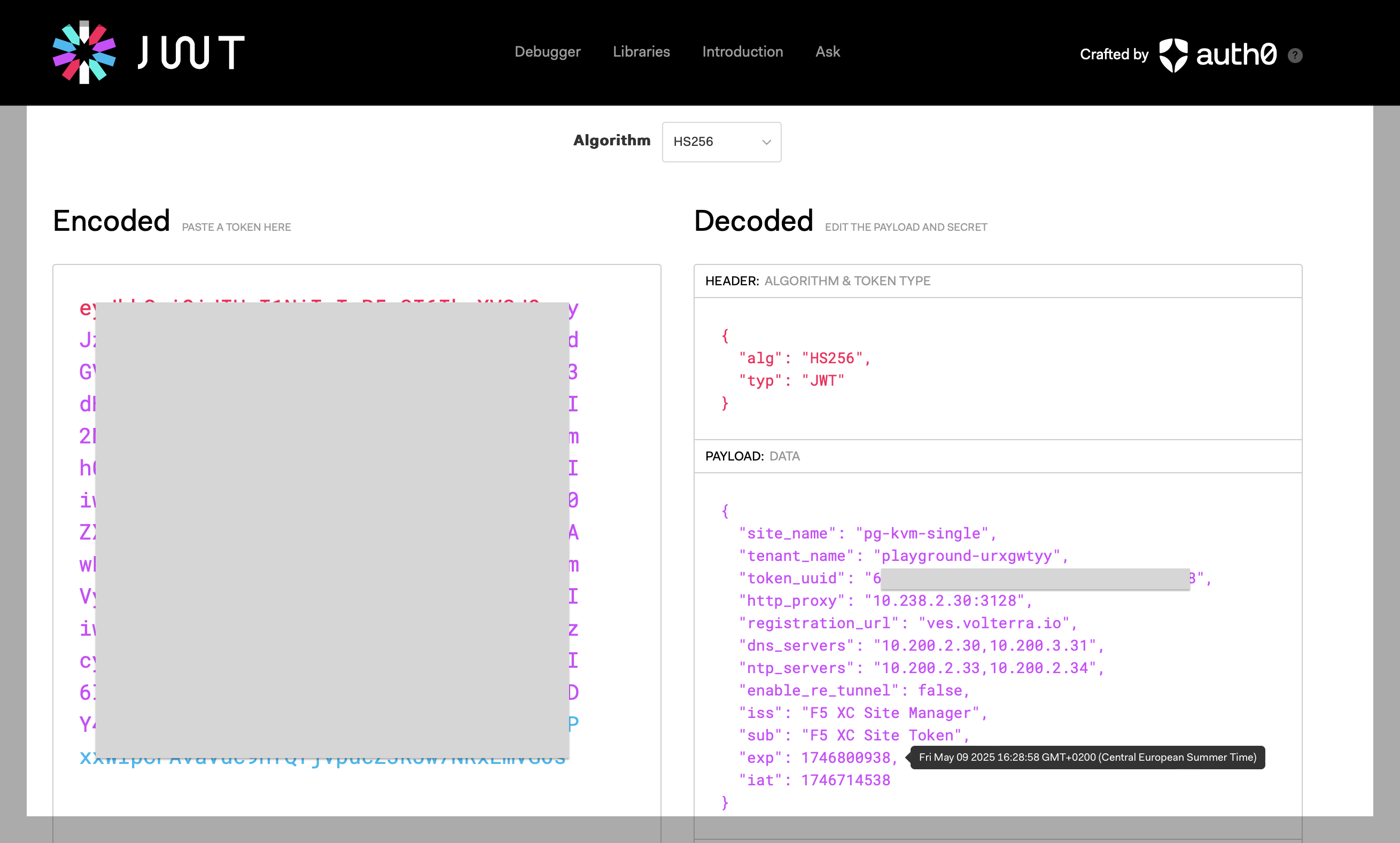 Figure: JWT Output Example